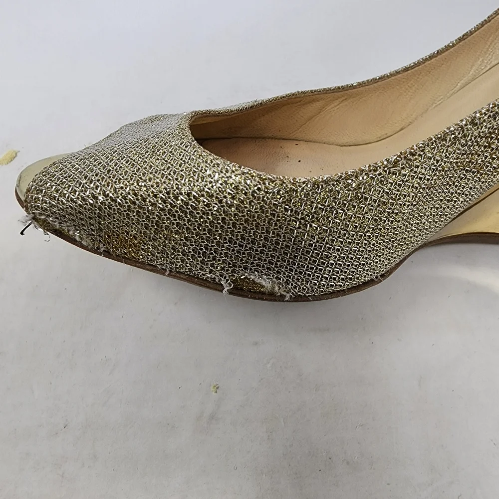 Jimmy Choo Gold Mesh Wedges